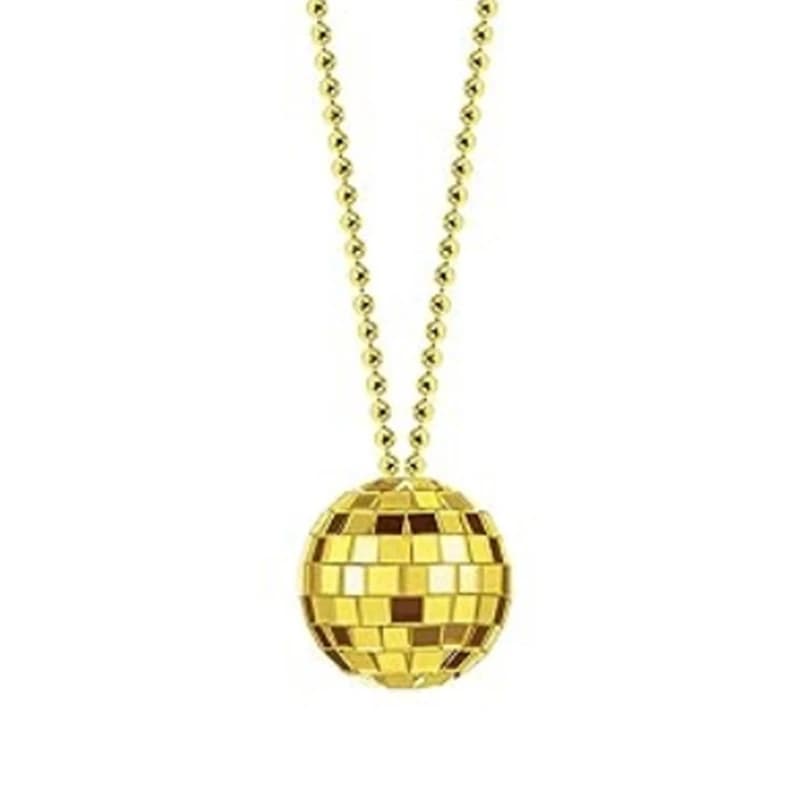 Collier pendentif boule Chang miroir à la mode des années 70, décorations de cou de fête, accessoire