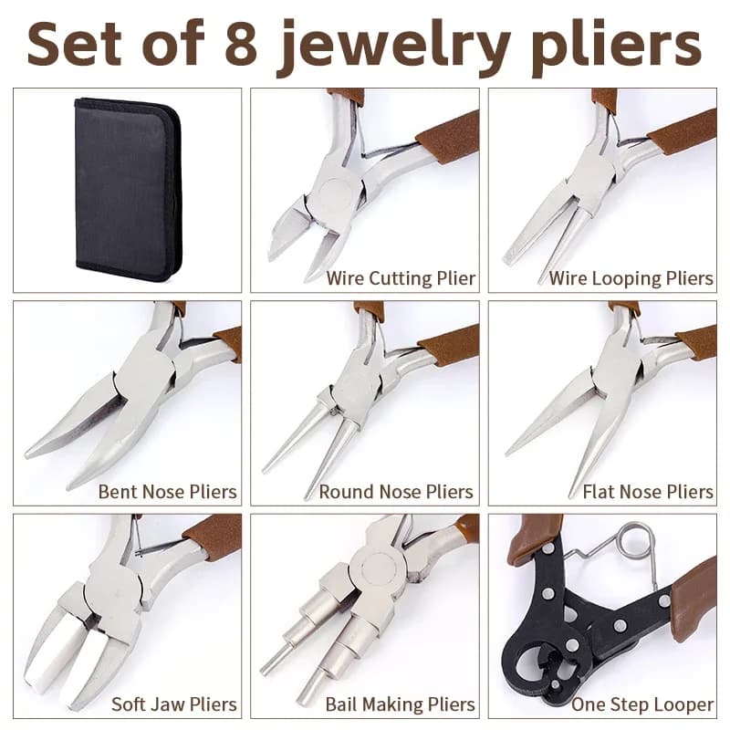 Kit de 8 pinces pour la fabrication de bijoux, ensemble d'outils professionnels pour le façonnage de
