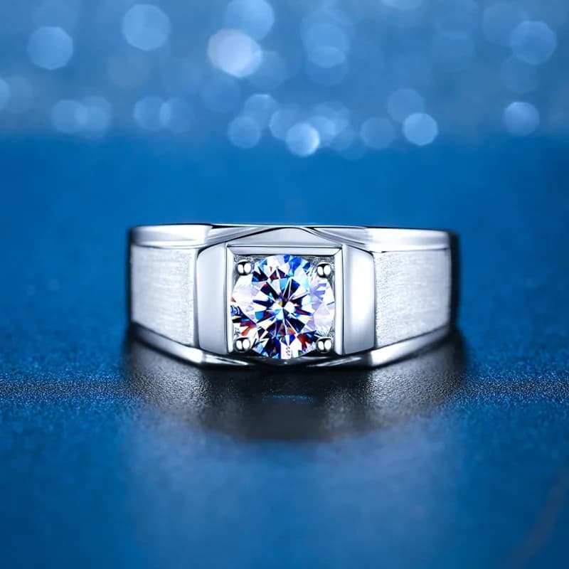 Bague pour homme en or blanc 18 carats massif avec moissanite certifiée 1 carat, bague en or AU750 p