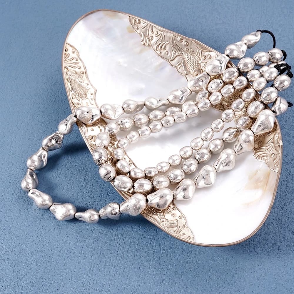 Collier de perles épaisses multicouches en argent Antique, Style Hip-Hop Punk, accessoire de fête Si