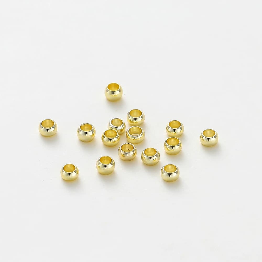 Perles de positionnement en laiton plaqué or 14K/18K, 100 pièces/lot, 1.5/2/2.5mm, pour bricolage, B