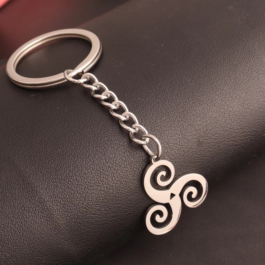 Triskelion spirale porte-clés para Mulheres Homens Acciaio Inoxidável noeud celtique porte-clés Vint