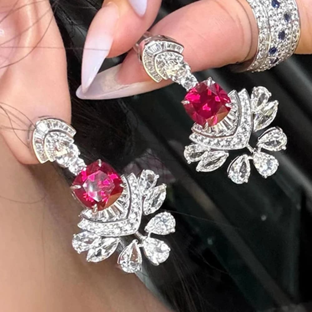 Wong Rain Luxury Silver massif 925 Diamant rubis à haute teneur en carbone de 10 mm 