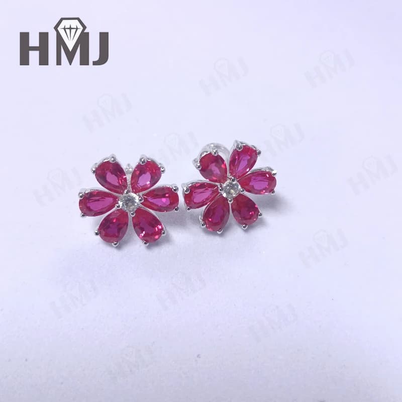 Boucles d'oreilles en pierres précieuses taille poire, rubis/saphir/Padparacha, bijoux éblouissants