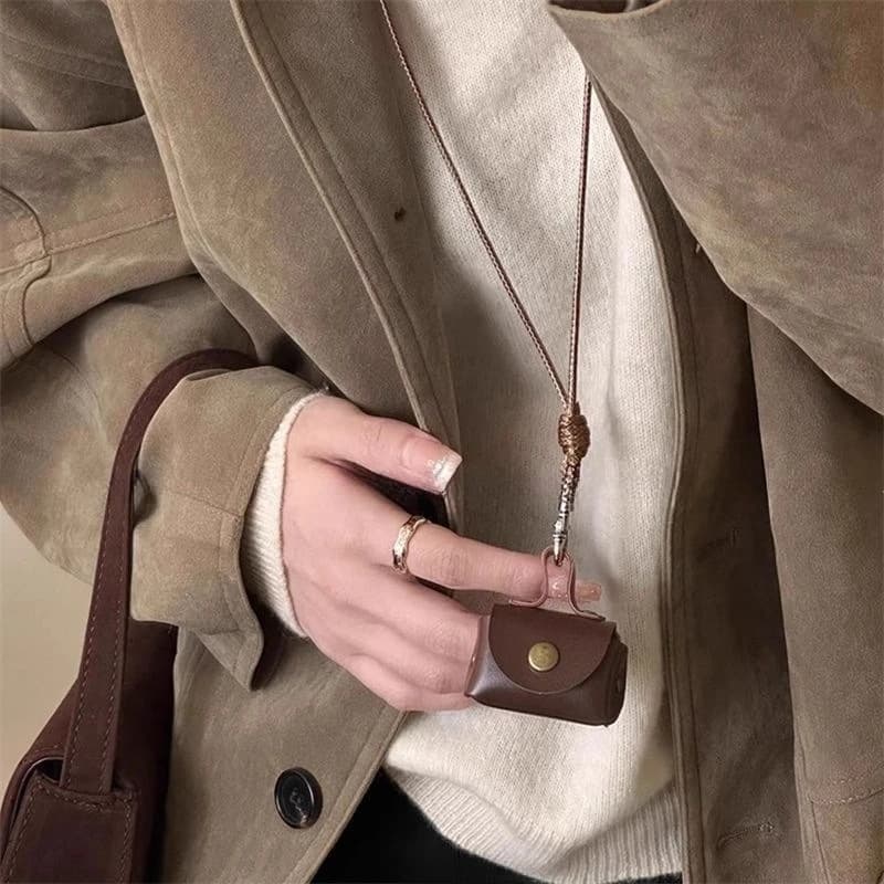 Petit sac en cuir rétro mignon pour femmes, Long collier, mode pull, chaîne de cou, bijoux suspendus