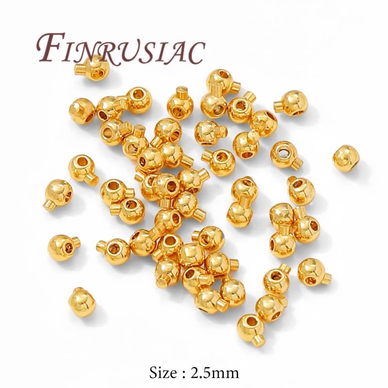 Perles d'extrémité à sertir plaquées or 18 carats, 2.5mm, 3mm, perles à sertir pour fournitures de f
