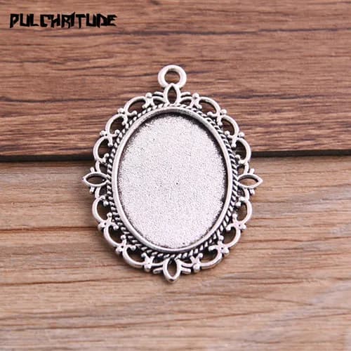 Pendentif à breloques ovales de style classique, 6 pièces, 18x25mm, taille intérieure, 9 couleurs, r