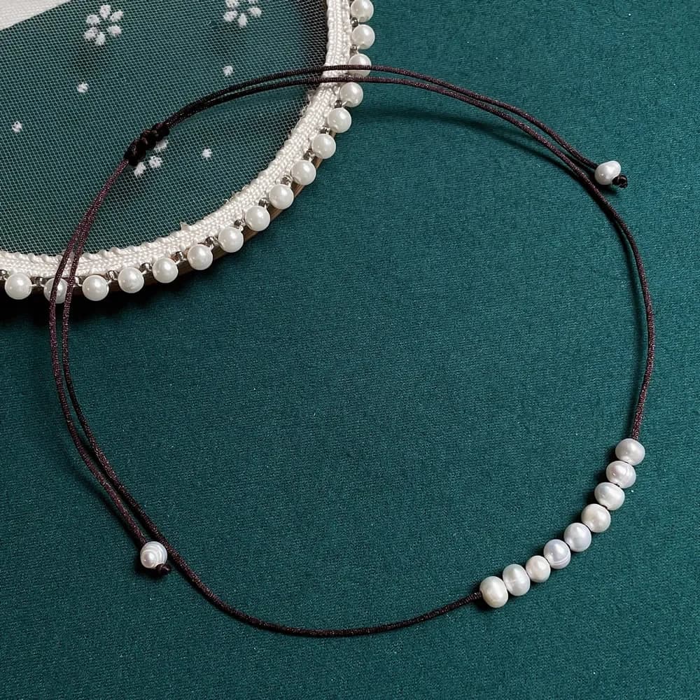 Group collier de perles d'eau douce naturelles pour femmes et filles, petite perle de Potao, breloqu