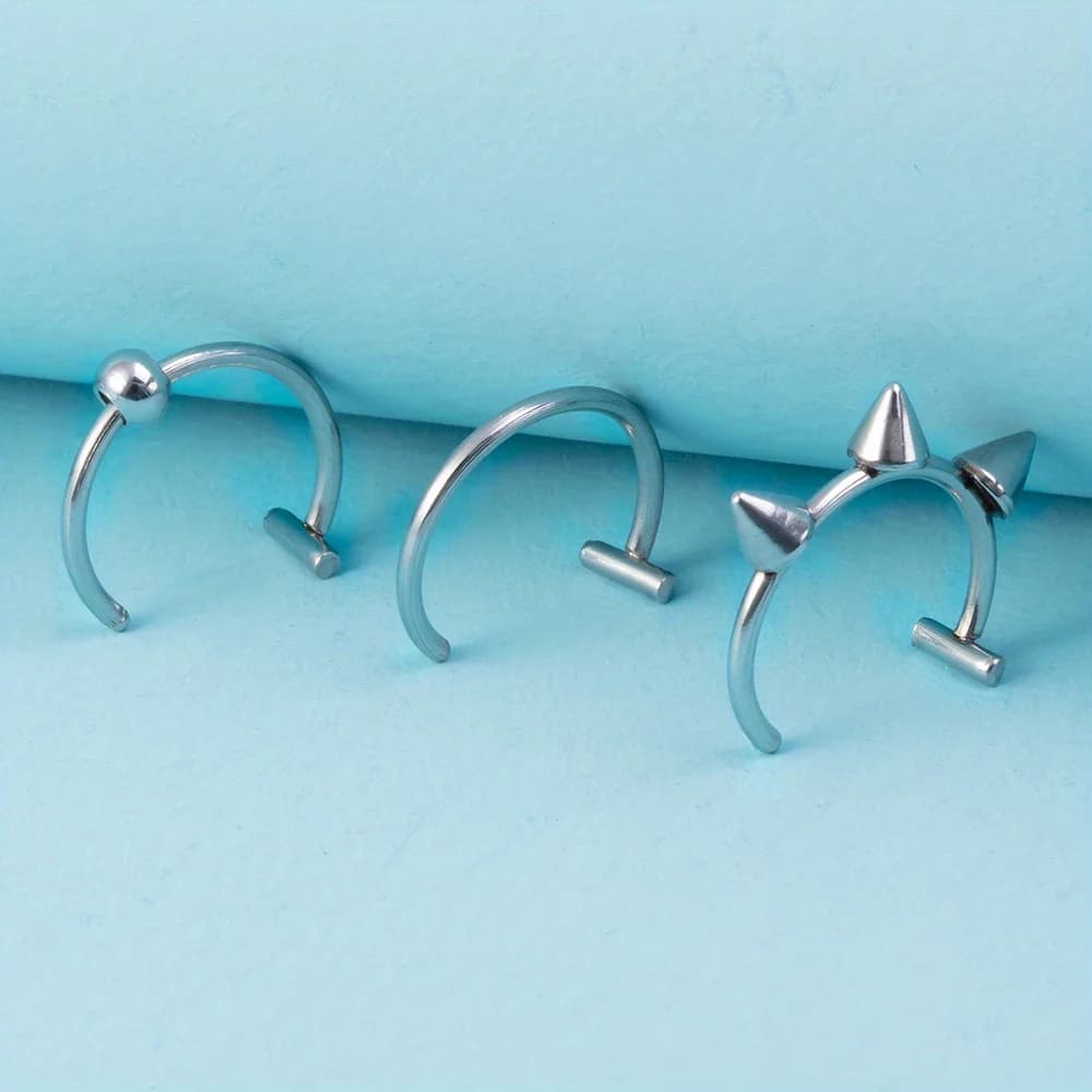 1-10 pièces 18G faux anneau à lèvres Style Hip Hop ensemble de bagues à lèvres à clipser bijoux Non