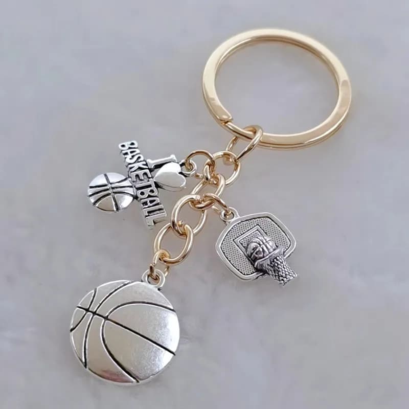 Porte-clés de sport en métal et émail, j'aime le basket-ball, cerceau pour athlètes, cadeaux pour ho