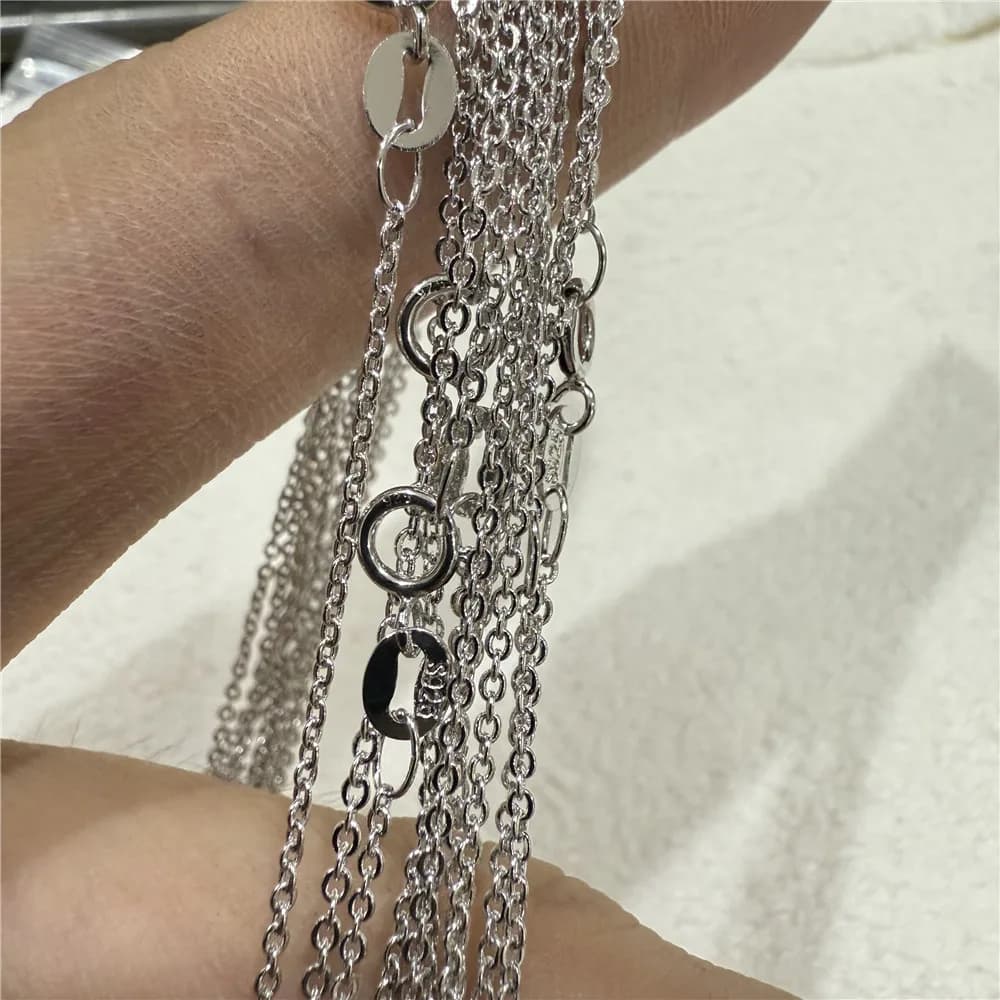 Chaîne de base classique plaquée argent, fermoir à ressort circulaire, collier réglable, chaîne, bij