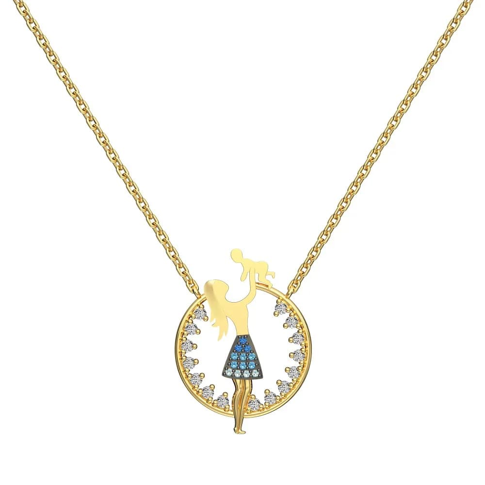 Collier pendentif mère et enfant LinkerLove S925 en argent sterling plaqué or 18 carats pour femmes,