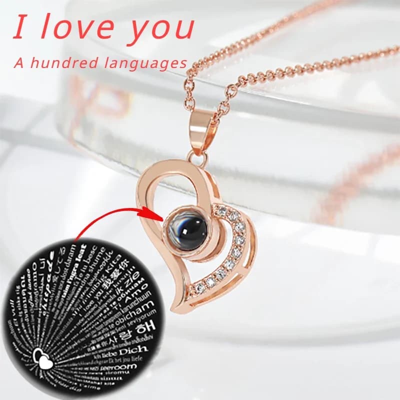 Collier Rose rouge en forme de cœur pour mon amour, avec boîte à bijoux en forme de pomme, fleur de