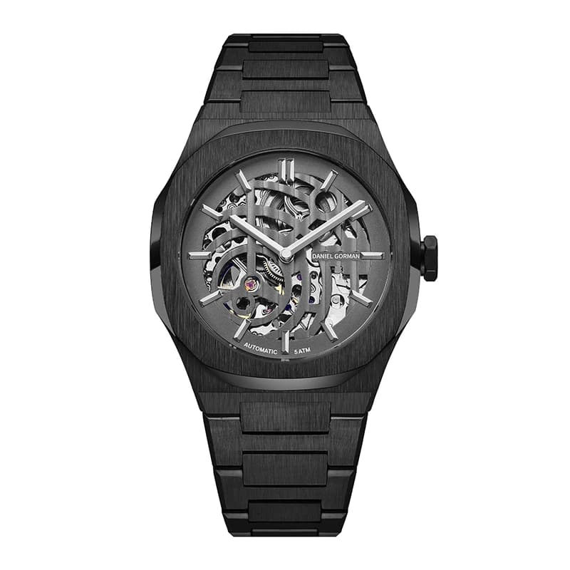 Montre Homme Luxe Haut de Gamme 2026 Saphir Acier Inoxydable Squelette Phase de Lune Mouvement Autom