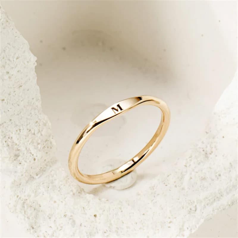 Bague lettre personnalisée en argent 925 pour femme, nom personnalisé, or 14 carats rempli, bijoux i