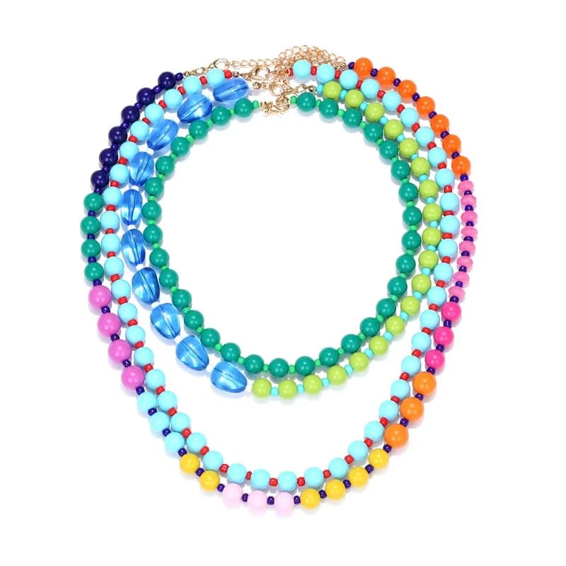 Nouveau Collier Rétro Cascade Multicouche Tendance Européenne avec Chaîne Perlée Dégradée, Empilable
