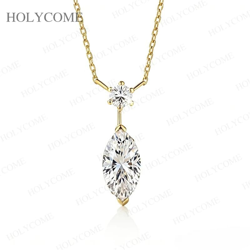Pendentif Moissanite S925/10K/14K, collier taille marquise et ronde, couleur D, VVS1, bijoux étincel
