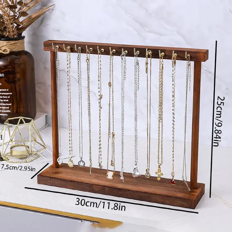 Présentoir organisateur de bijoux en bois massif, support de comptoir suspendu pour chaînes, boucles