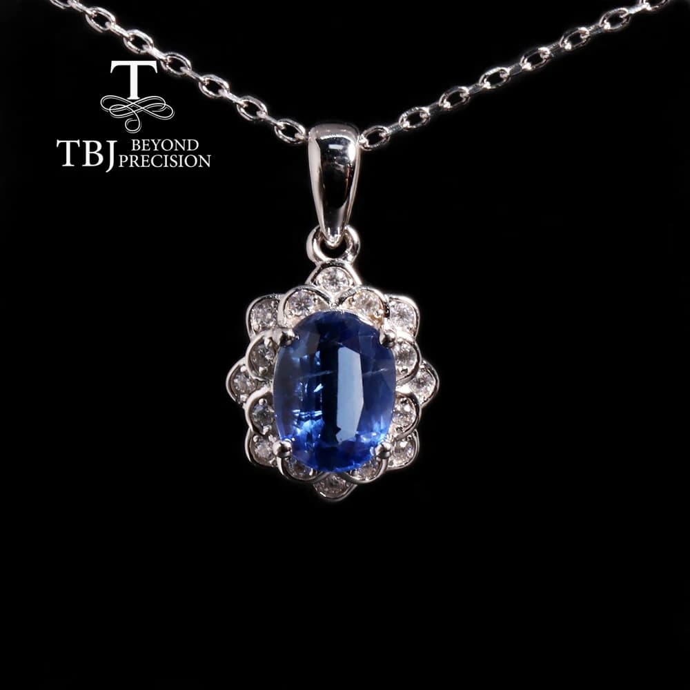 Collier pendentif en kyanite bleue naturelle pour femme et fille, bijoux en argent, pierres précieus