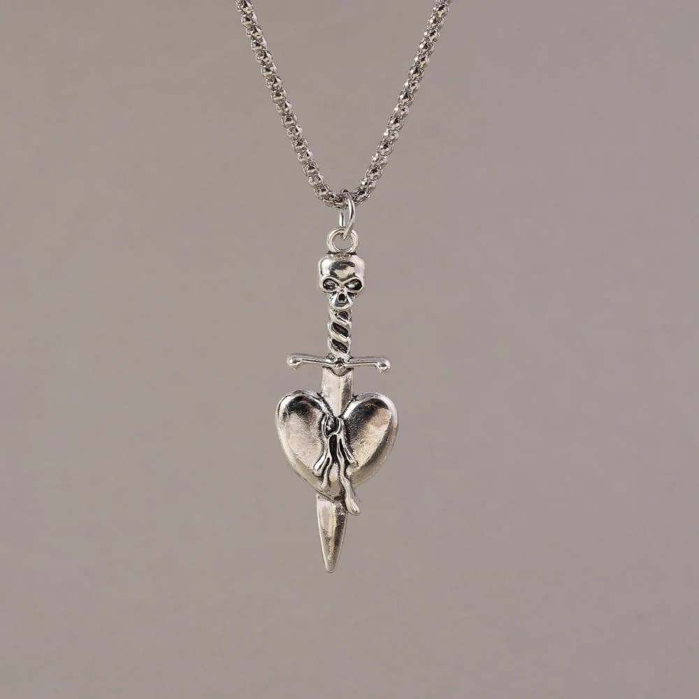 Collier pendentif cœur steampunk Aihua pour femmes et hommes, chaîne simple en forme de cœur, bijoux