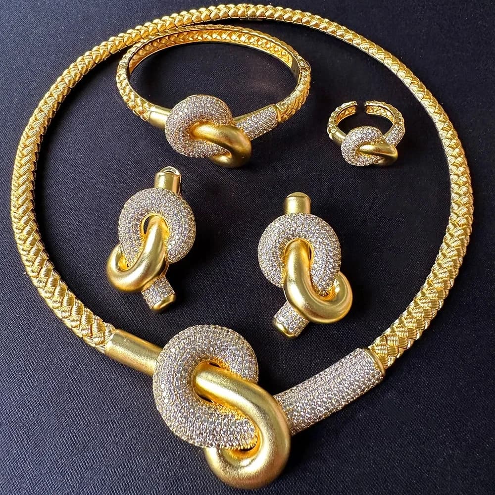 GODKI Super luxe Multi couches 4 pièces Dubai ensembles de bijoux pour les femmes de mariage Zircon