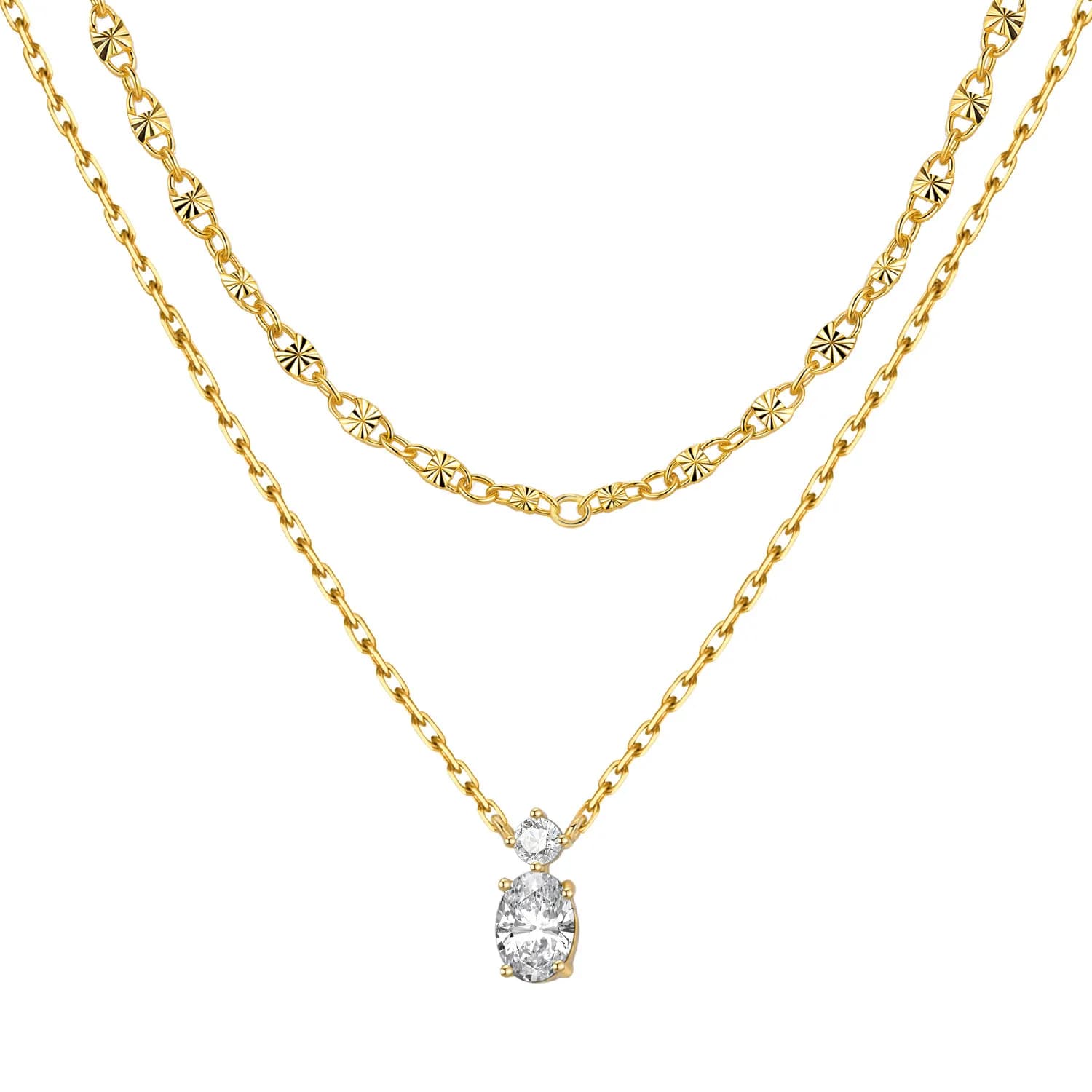 PANPOKI 925 argent Sterling exquis Zircon Double couche collier pendentif collier pour les femmes ca