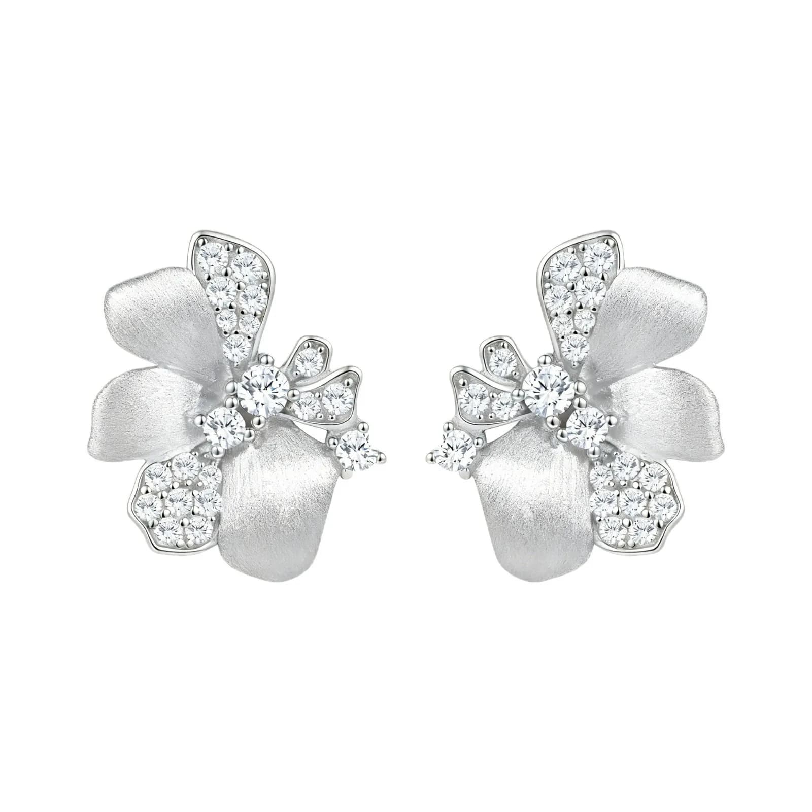 Boucles d'oreilles luxueuses en or 14 carats et moissanite, finition brossée, fabriquées à la main p