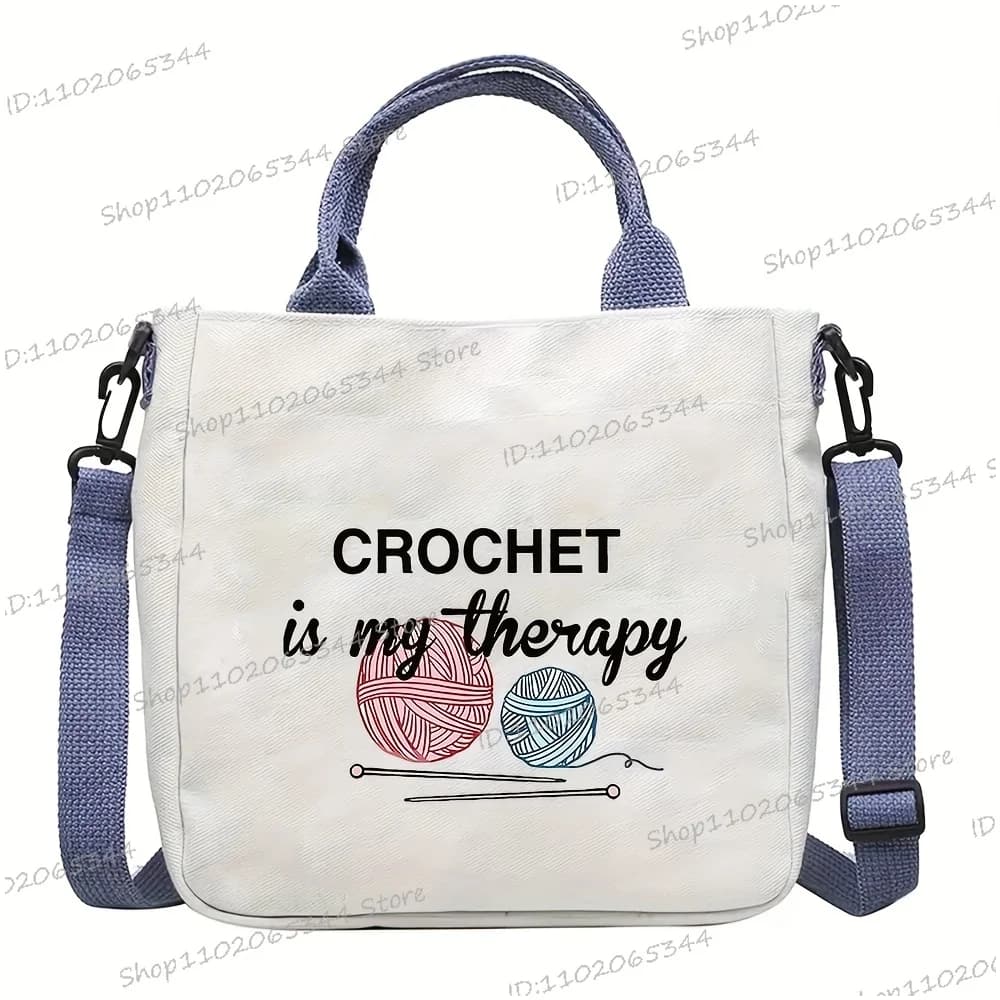 Sac à bandoulière sur le thème du crochet pour femme "Crochet Is My Theiapy" Design tricoté et croch