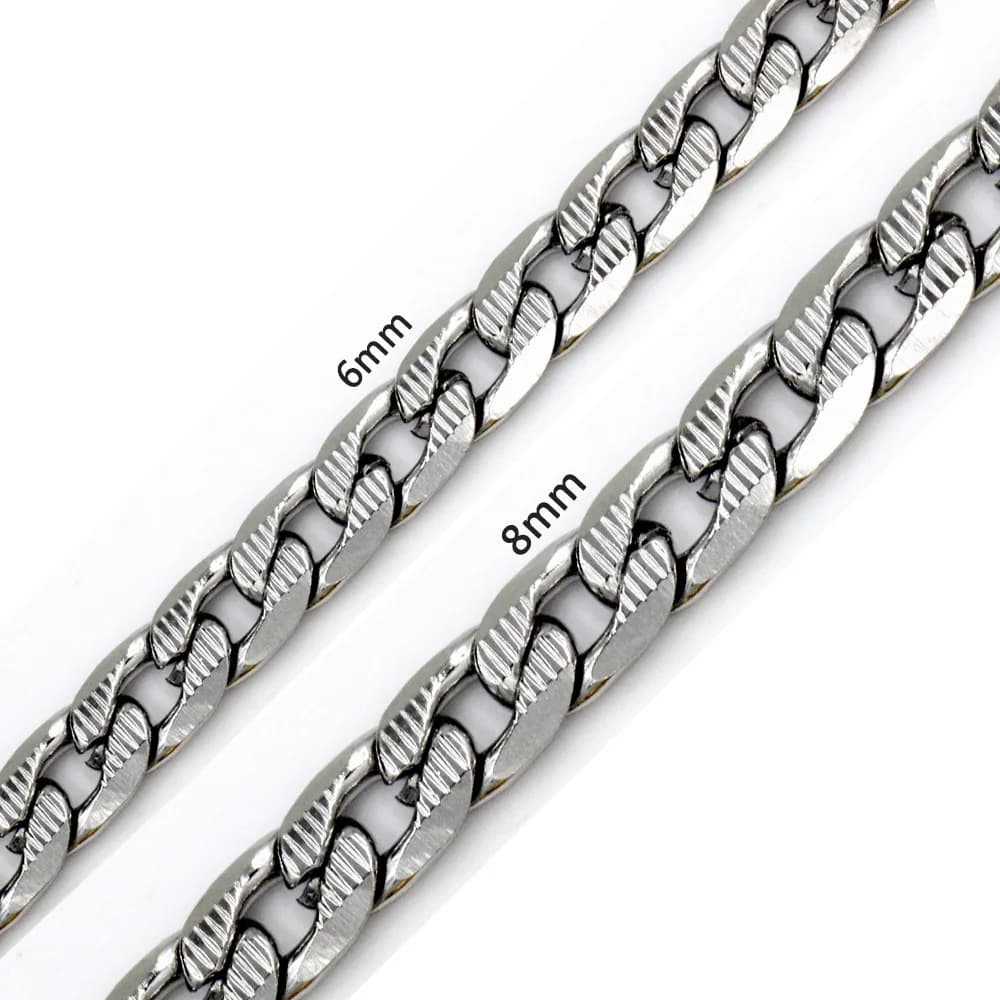 LUXUKISSKIDS Kpop chaînes à maillons pour homme femme bordure cubain 6/8MM solide Colar basique goth