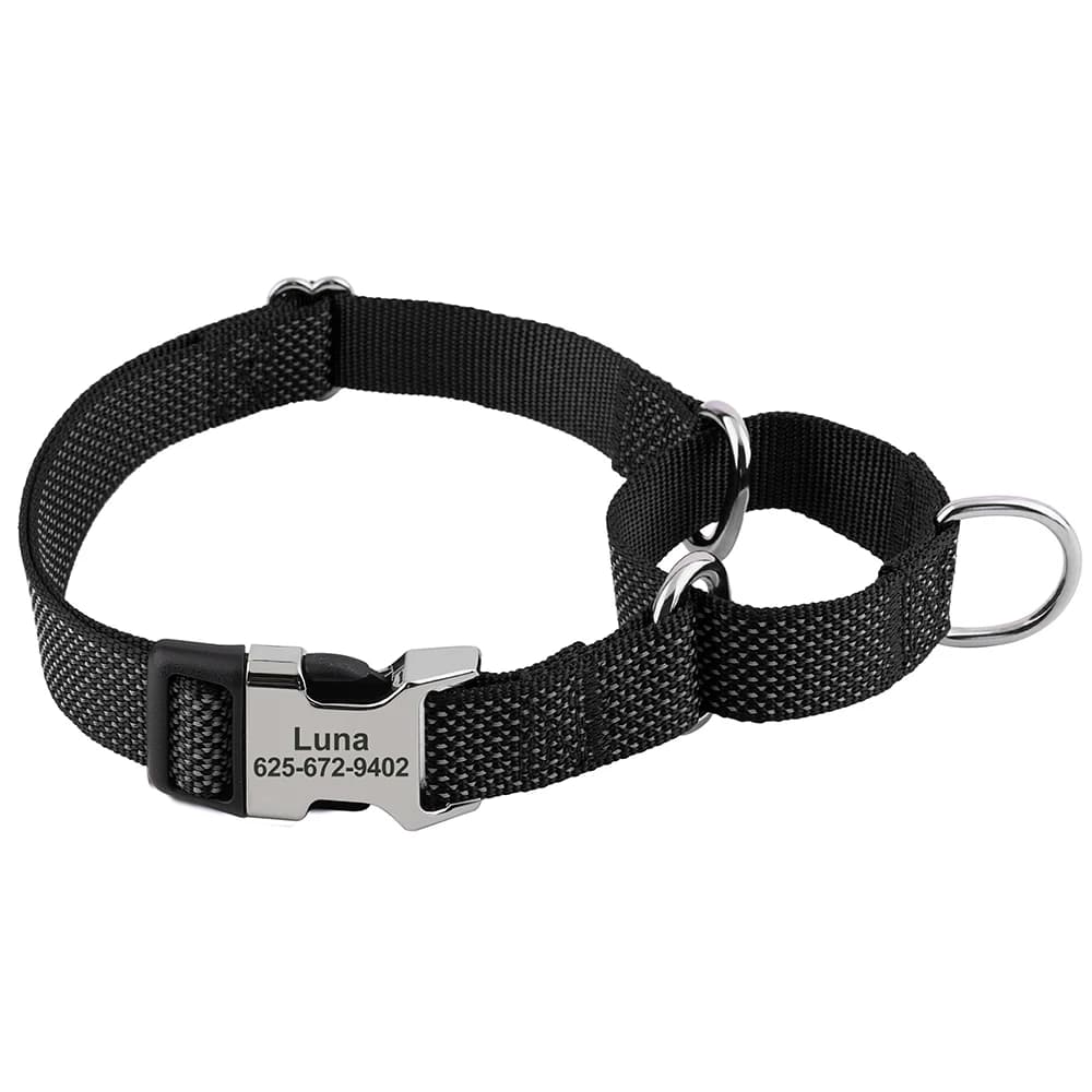 Collier Martingale personnalisé pour chien, colliers réfléchissants en Nylon avec gravure, boucle en