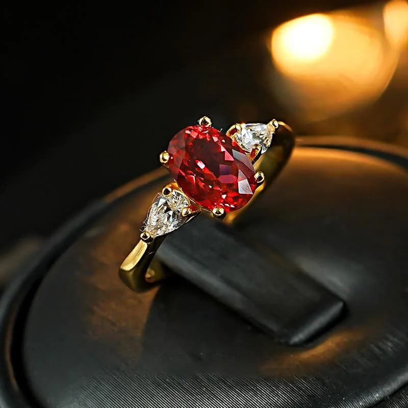 Bague en or blanc 18 carats pour femme, rubis naturel 2 carats avec diamants, bijoux, anillos de biz