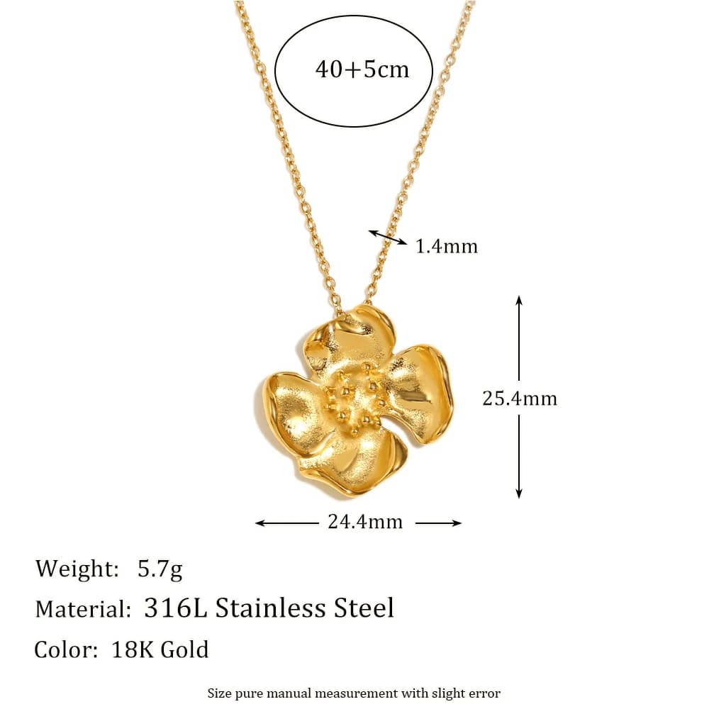 E.B.belle-Collier pendentif fleur de style vintage, bijoux en métal, haute qualité, acier inoxydable