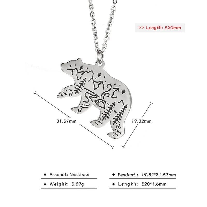COOLTIME ours Animal pendentif collier en acier inoxydable bijoux mode colliers pour femmes déclarat