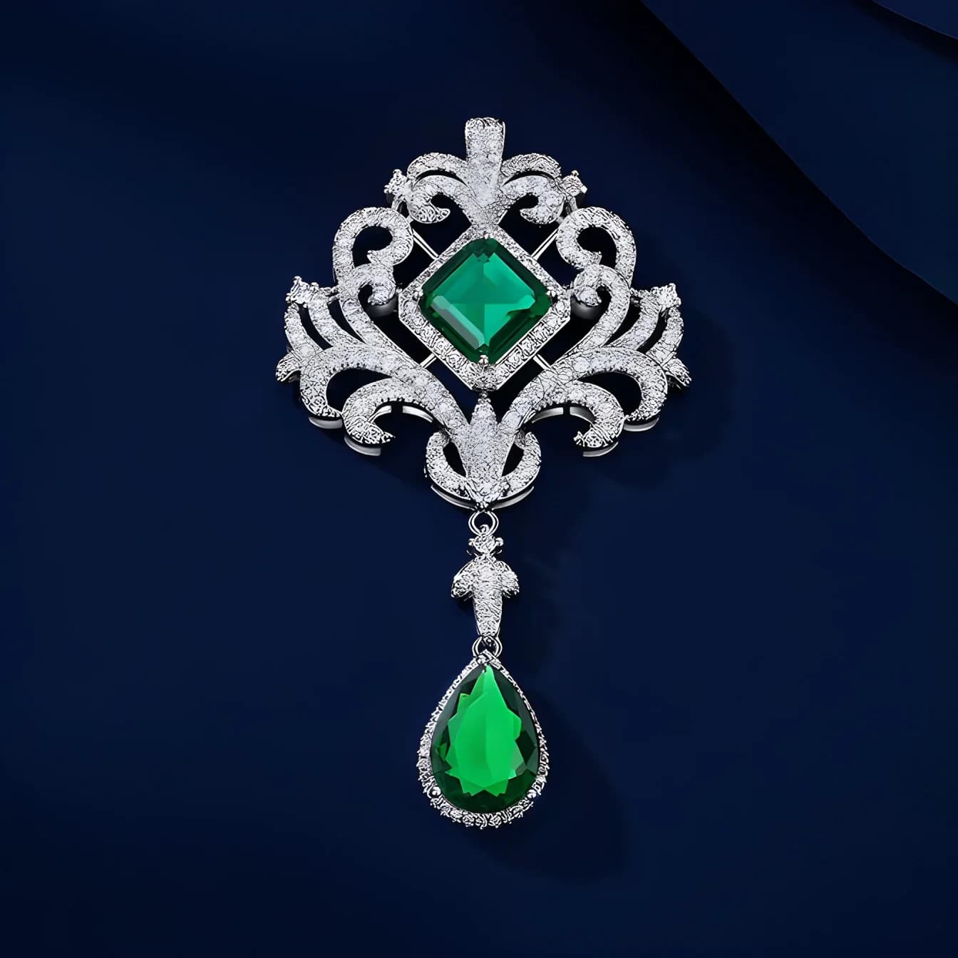 Nouvelle Broche de Poitrine Élégante et Luxueuse en Cristal Vert Vintage, Fleur Creuse pour Manteau,