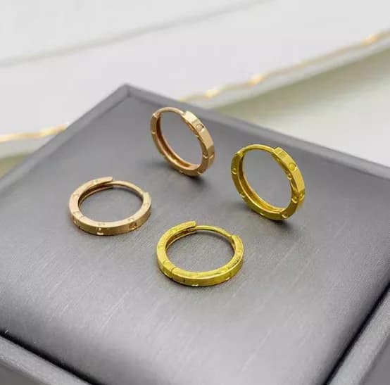 Boucles d'oreilles en or véritable 18 carats au750, bijoux en or véritable, 7mm 10mm