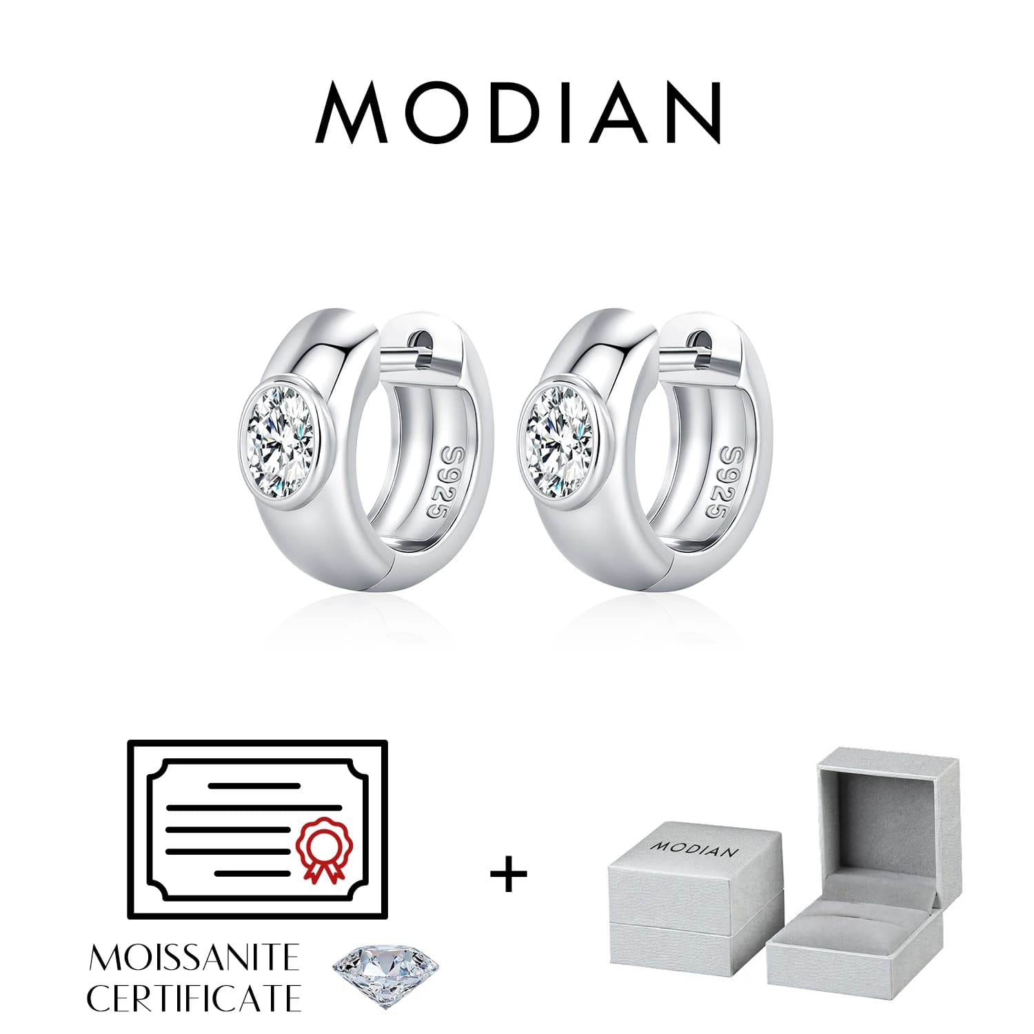 MODIAN – boucles d'oreilles ovales en diamant Moissanite de laboratoire, en argent Sterling 925, bou