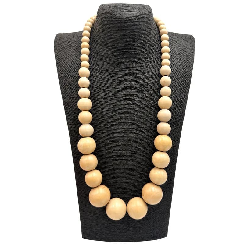 Collier Long grandes perles rondes Style femme chaîne de pull africain exagéré rétro chaîne perles a