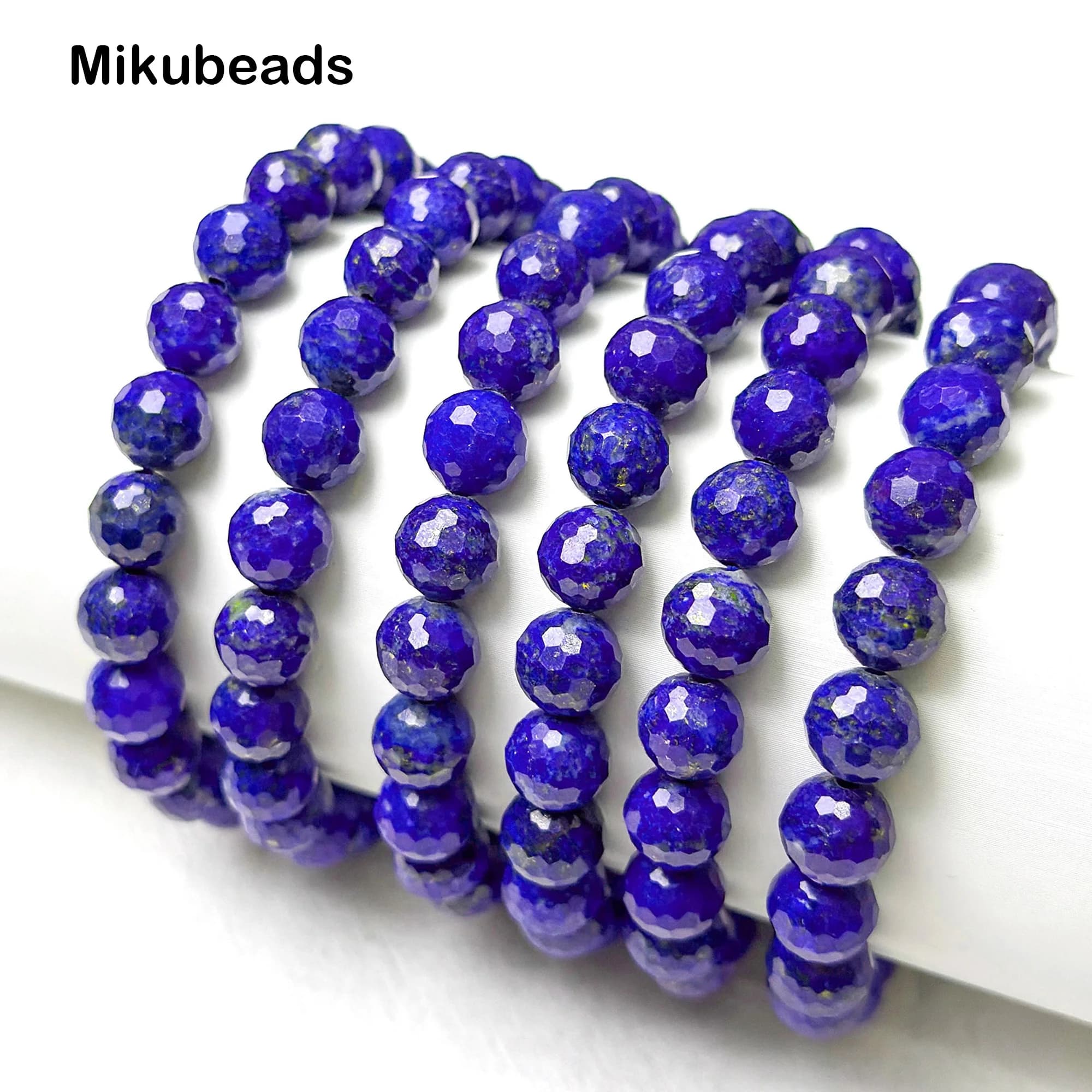 Lapis Lazuli naturel 8mm, pierre ronde à facettes, perles amples pour la fabrication de bijoux, Brac