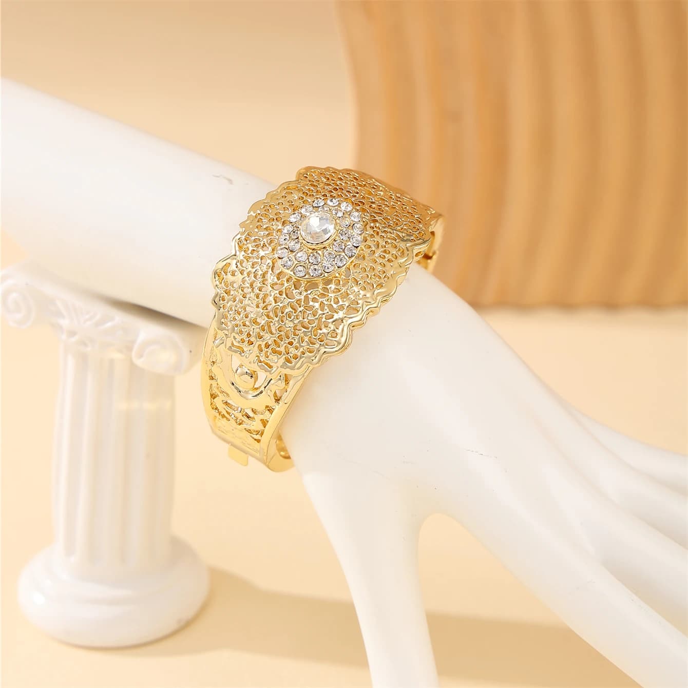 Bracelet Marocain en Alliage Exquis pour Femme, Bijou Orné de Strass Français, Idéal pour Banquet, i