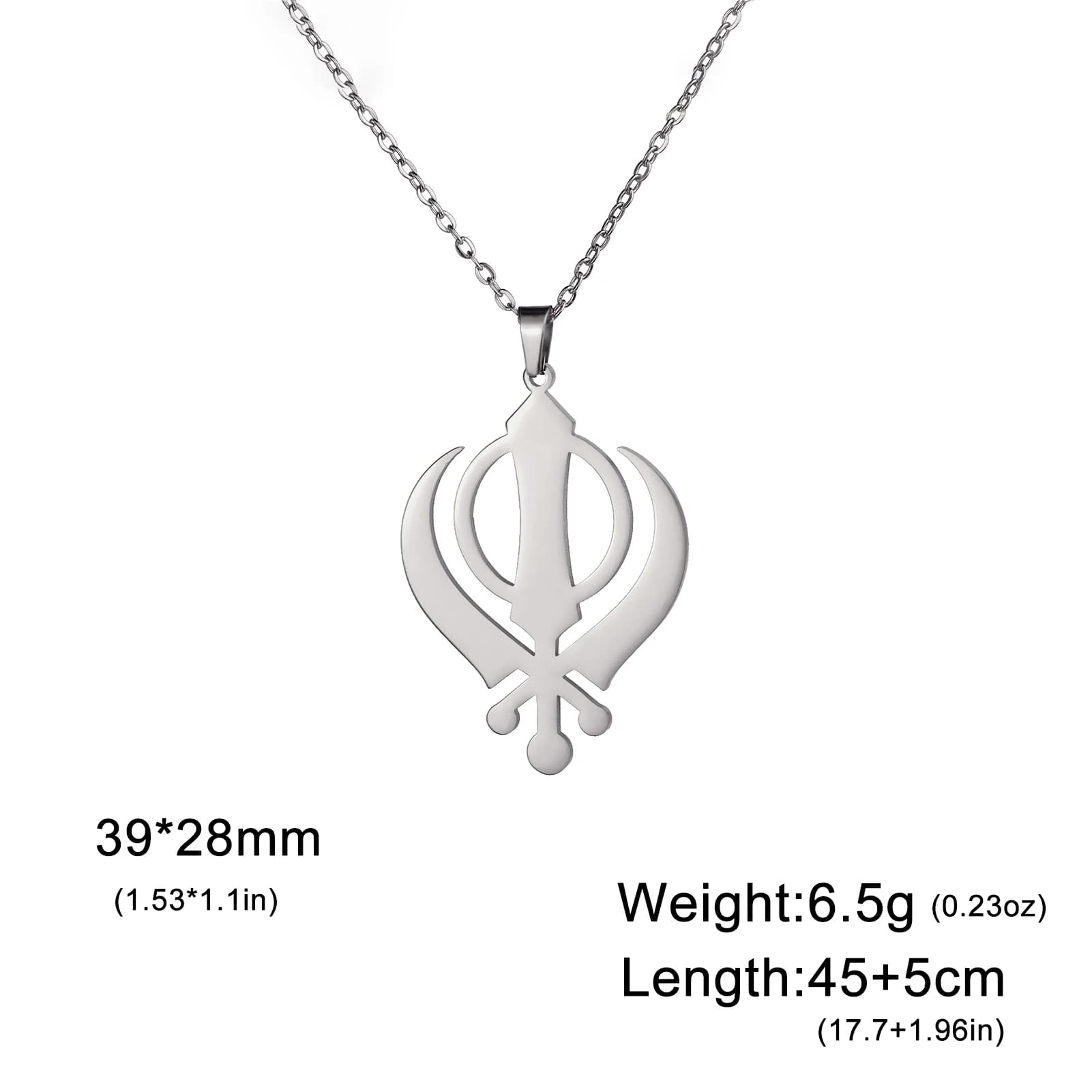 Lucktune – colliers avec symbole de Sikhisme religieux pour femmes et hommes, en acier inoxydable, p