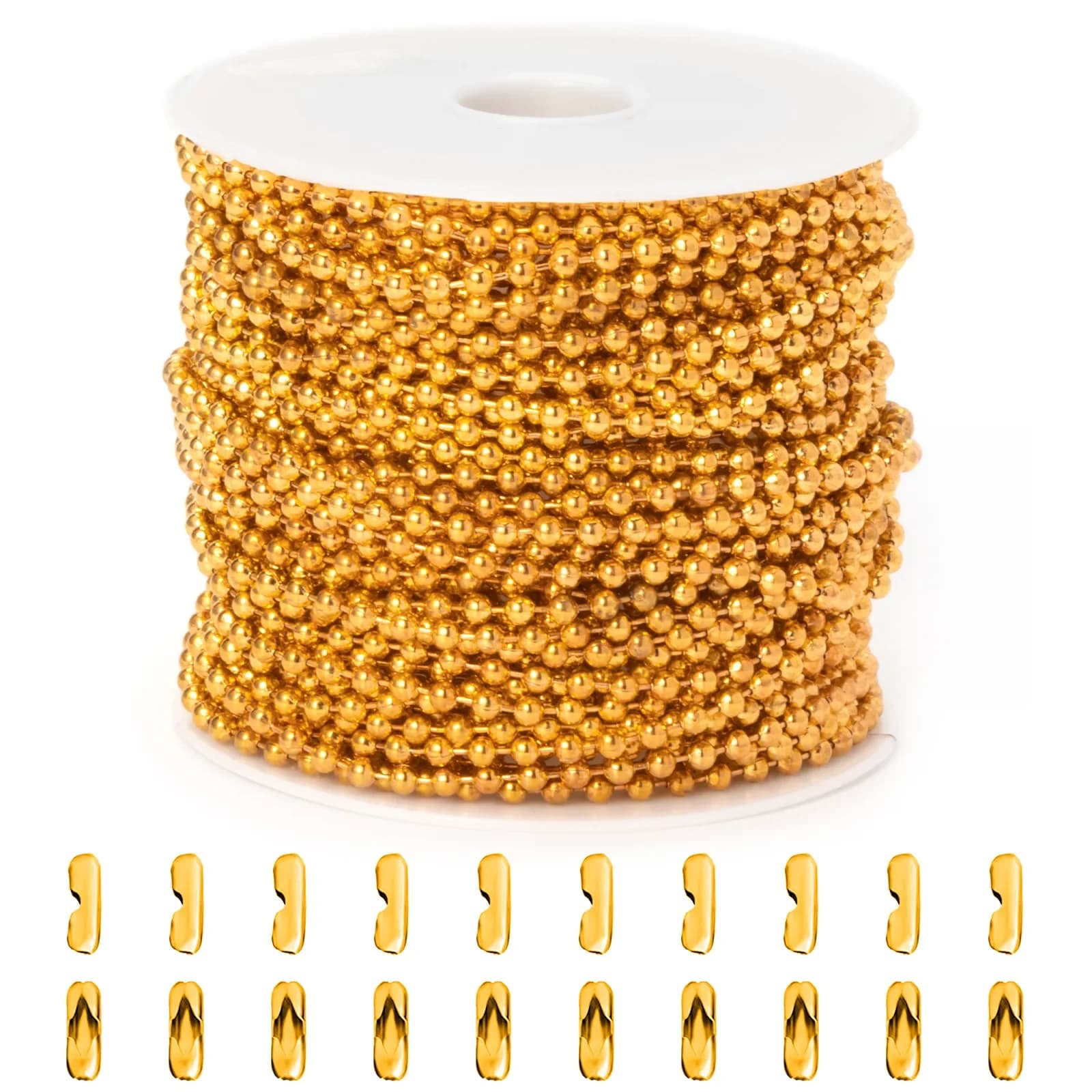 Chaîne à billes ronde de 2 mm, 10 m/rouleau, avec 20 connecteurs de chaîne à billes, fournitures de