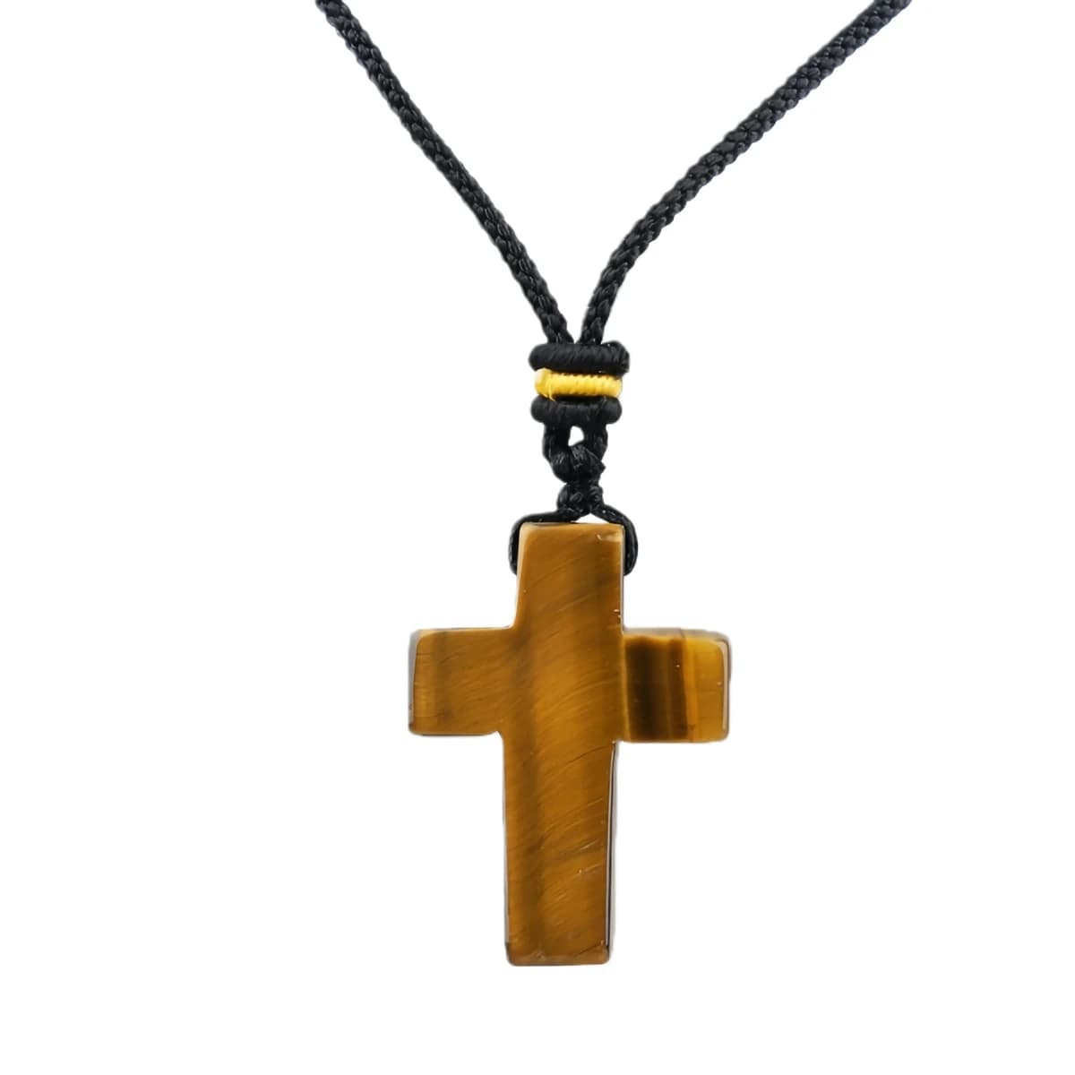 Lapis Lazuli 22x30mm croix pendentif pierres précieuses collier chaîne en corde en cuir noir