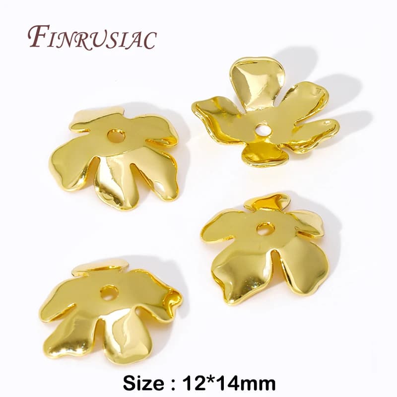 Embouts pour bijoux en laiton plaqué or 18 carats, bouchons de fleurs, bouchons de perles, fournitur