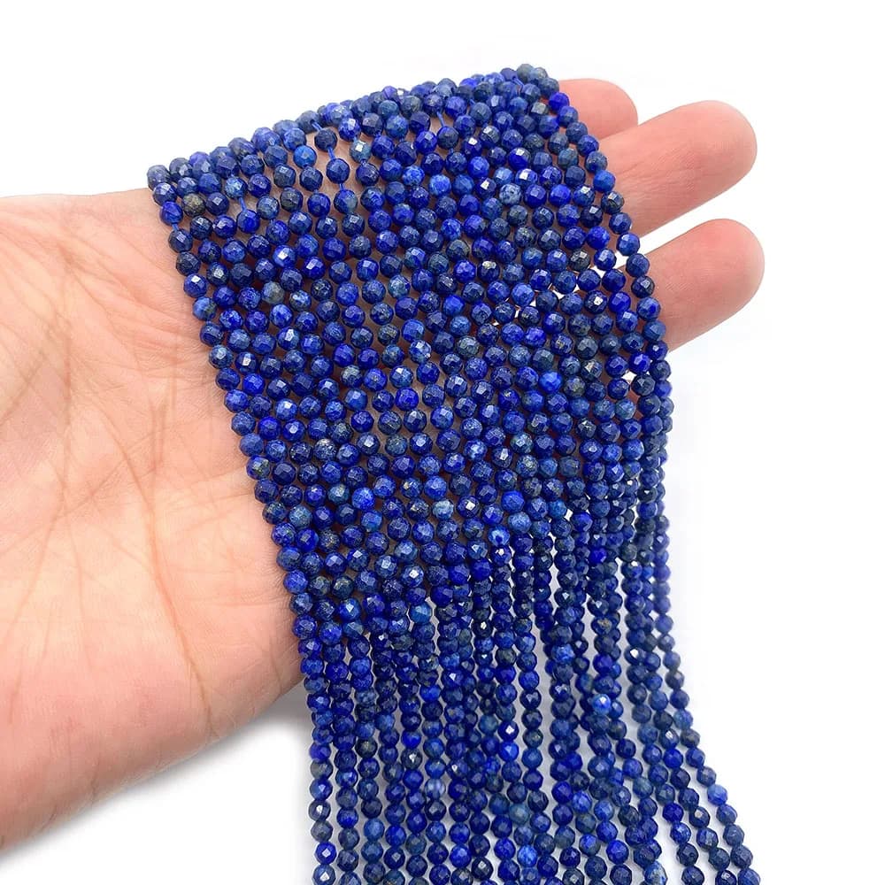 Perles Rondes en Pierre Naturelle de Lapis Lazuli, Bijoux Exquis pour Collier, Bracelet, Boucles d'O