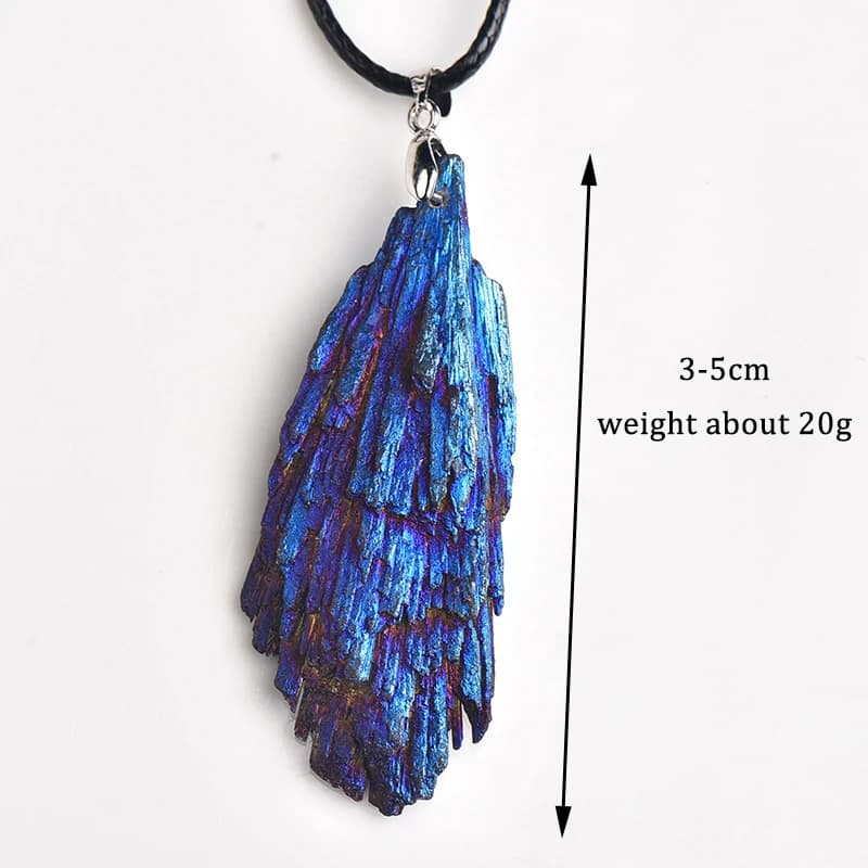Collier pendentif en cristal naturel pour femme, bijoux arc-en-ciel Aura, pierre de jais, bleu blaze