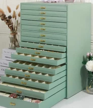 Armoire à bijoux de grande capacité, boîte multicouche, type tiroir, stockage de bijoux ménagers, bo