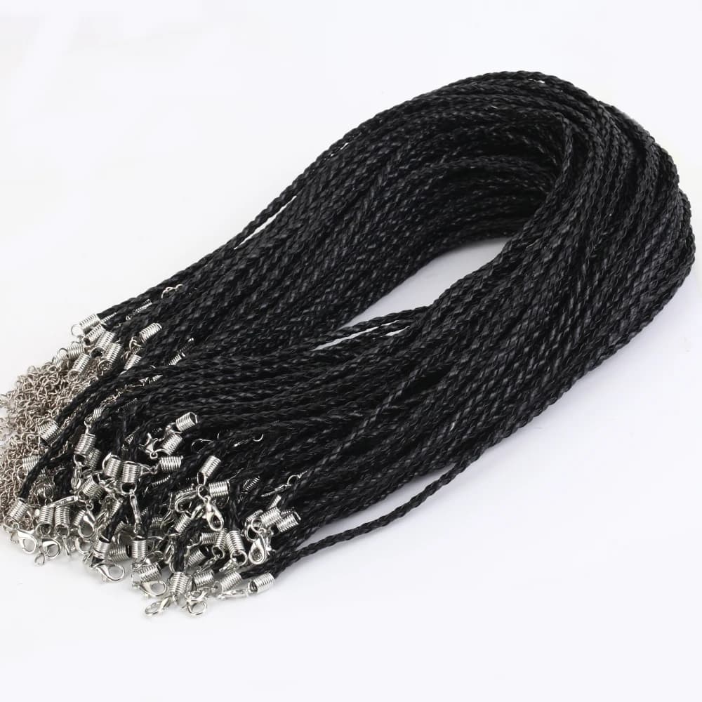 Collier en cuir véritable avec fermoir, ULtressée réglable, tresse à quatre brins, bracelets de bric