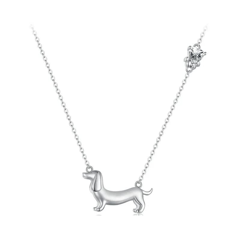 BAMOER – collier en argent Sterling 925 avec Zircon, design unique de chien teckel, bijoux fins pour