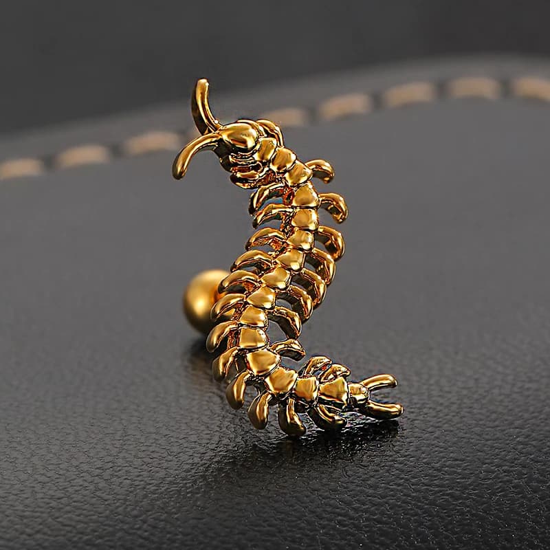 ANENJERY Boucles d'oreilles Mille-pattes pour Femmes et Hommes, Bijoux d'oreille Vintage au Design d