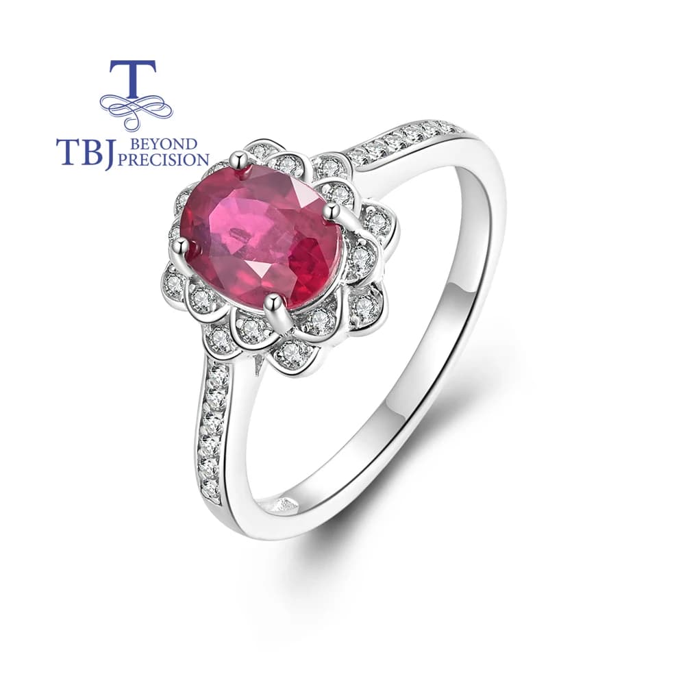 Bague rubis rempli naturel, en argent 925, pierre de naissance de juillet, bijoux en pierres précieu
